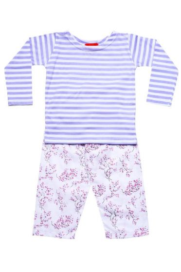 Lilac Blossom Striped T-Shirt Pyjama