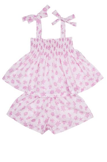 Ocean Pink Gathered Short Set