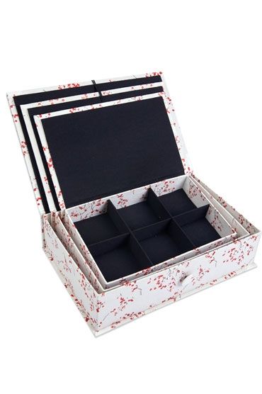 Red Blossom Fabric Box Set OPen